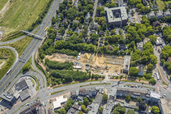 Aerial view, development plan 1194-Dellviertel for new fire station and rescue centre, above Duisburg police headquarters, Dellviertel, Duisburg, Ruhr area, North Rhine-Westphalia, Germany