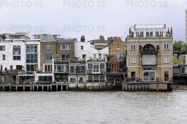 London, England, Great Britain, Europe, Riverside terraced houses with different architectural styles