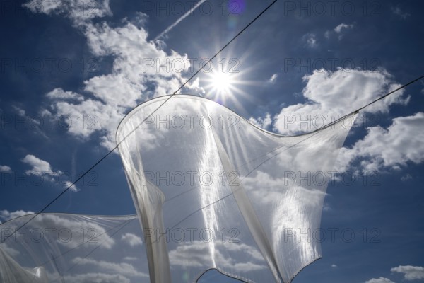 The installation Aurora by Kirsten Sauer (kisa.), 12th international wind art festival 2025, landscape exhibition bewegter wind, Zierenberg, Northern Hesse, Germany