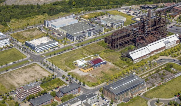 Aerial view, Phoenix-West, Phoenix-East, Phoenix Lake, Hörde, former steelworks site, Dortmund, Ruhr area, North Rhine-Westphalia, Germany