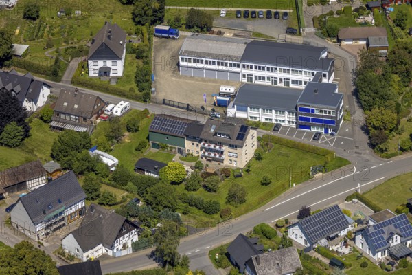 Aerial photo, THW Regional Centre Olpe Drolshagen, Federal Agency for Technical Relief, Iseringhausen, Drolshagen, Sauerland, North Rhine-Westphalia, Germany