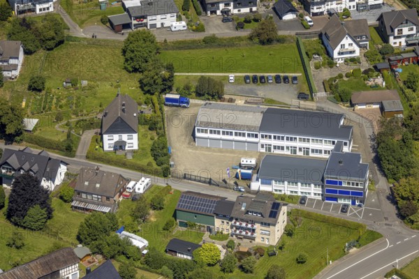 Aerial photo, THW Regional Centre Olpe Drolshagen, Federal Agency for Technical Relief, Iseringhausen, Drolshagen, Sauerland, North Rhine-Westphalia, Germany