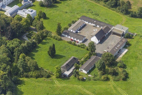 Aerial view, forge of Königsmünster Abbey, Meschede town, Meschede, Sauerland, North Rhine-Westphalia, Germany, DE, Europe, monastery, monastery complex, aerial view, aerial photography, aerial photography, Ruhr area, overview, bird's-eye view, overview
