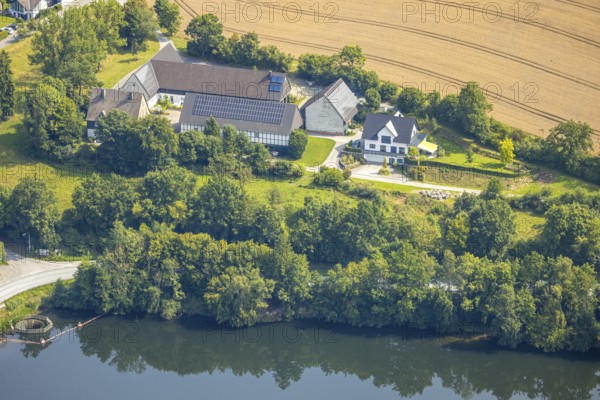 Aerial view, Conzen Hof am Hennesee holiday flats, Enkhausen, Meschede, Sauerland, North Rhine-Westphalia, Germany, DE, Europe, holiday resort, holiday flats, Hennetalsperre, aerial view, aerial photography, aerial photography, Ruhr area, overview, bird's-eye view, birds-eyes view, overview