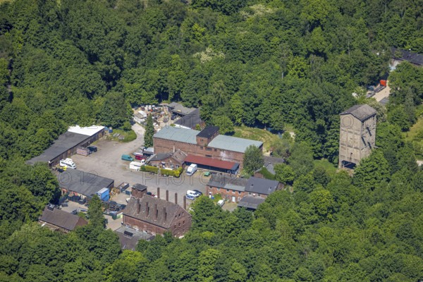 Aerial view, Eintracht Tiefbau colliery, coking coal tower on the right, Freisenbruch, Essen, Ruhr area, North Rhine-Westphalia, Germany