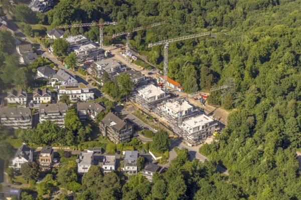Aerial view, construction site with new development area Bredeney Park, Weg Zur Platte, Bredeney, Essen, Ruhr area, North Rhine-Westphalia, Germany