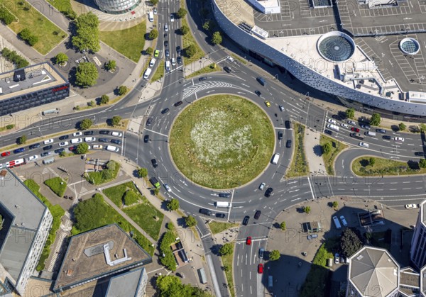 Aerial view, roundabout Berliner Platz, city centre, Essen, Ruhr area, North Rhine-Westphalia, Germany
