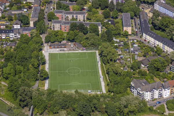 Aerial view, football stadium, Hagenbecker Bahn sports ground, Altendorf, Essen, Ruhr area, North Rhine-Westphalia, Germany