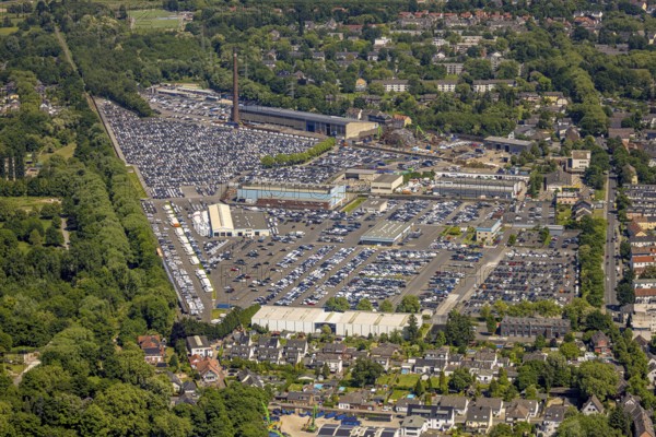 Aerial view, car park of CAT Automobillogistik Essen GmbH, Katernberg, Essen, Ruhr area, North Rhine-Westphalia, Germany