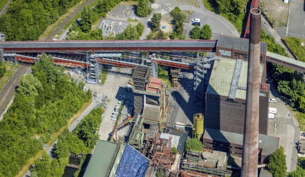 Aerial view, Zollverein factory swimming pool, Gelsenkirchener Straße, outdoor pool, Stoppenberg, Essen, Ruhr area, North Rhine-Westphalia, Germany