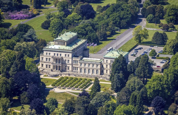 Aerial view, Villa Hügel and Hügel Park, Bredeney, Essen, Ruhr area, North Rhine-Westphalia, Germany