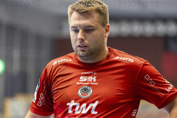 2nd HBL (German Handball League), Season 2025/26, Matchday 1: Eulen Ludwigshafen against TUSEM Essen***Picture: Kian Schwarzer (22, Ludwigshafen)