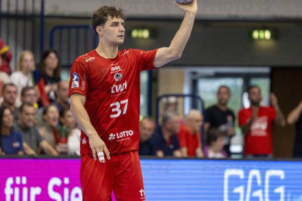 2nd HBL (German Handball League), 2025/26 season, matchday 1: Eulen Ludwigshafen against TUSEM Essen***Picture: Finn-Lukas Leun (37, Ludwigshafen)