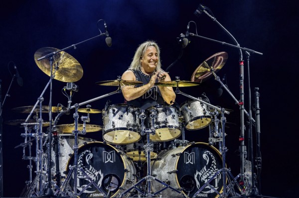 Mikkey Dee, drummer of the band Scorpions live on 60 Years Anniversary Tour in the Heinz-von-Heiden-Arena Hannover on 05.07.2025