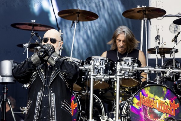 Rob Halford (singer) and Scott Travis (drummer) from Judas Priest live at the 60 Years Anniversary Concert of the Scorpions in the Heinz-von-Heiden-Arena in Hanover on 05.07.2025