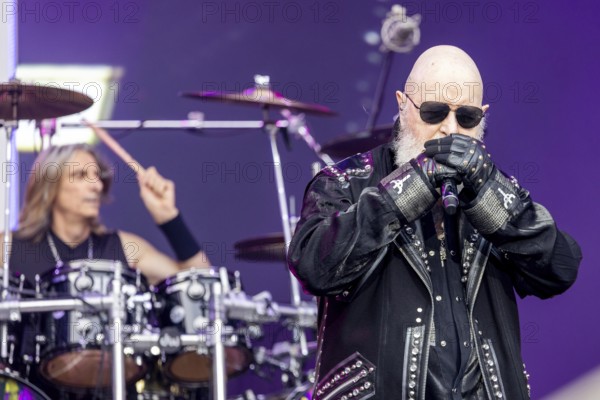 Rob Halford (singer) and Scott Travis (drummer) from Judas Priest live at the 60 Years Anniversary Concert of the Scorpions in the Heinz-von-Heiden-Arena in Hanover on 05.07.2025