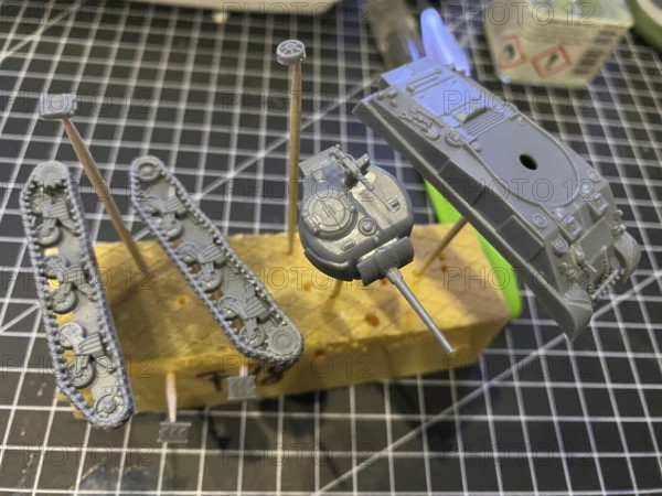 Model making: Sherman/Tiger armour parts for 1:100 diorama project, Haan, North Rhine-Westphalia, Germany
