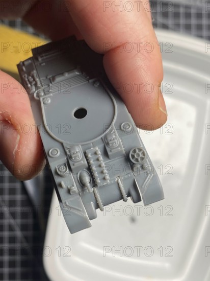 Unpainted armoured upper hull (1:100) for model making diorama, Haan, North Rhine-Westphalia, Germany