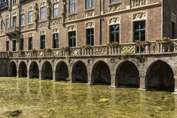 Paffendorf Castle with arcades on the moat, Paffendorf, North Rhine-Westphalia, Germany