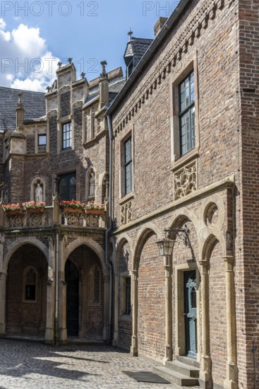 Paffendorf Castle courtyard with arcades, Paffendorf, North Rhine-Westphalia, Germany