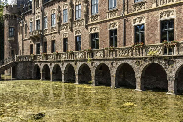 Paffendorf Castle with arcades on the moat, Paffendorf, North Rhine-Westphalia, Germany