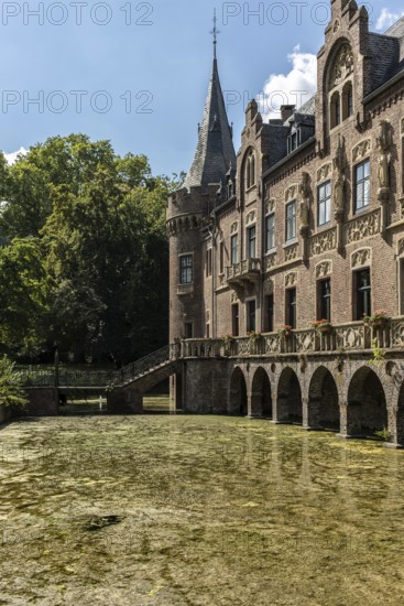 Castle façade with tower and decorations, Paffendorf, North Rhine-Westphalia, Germany