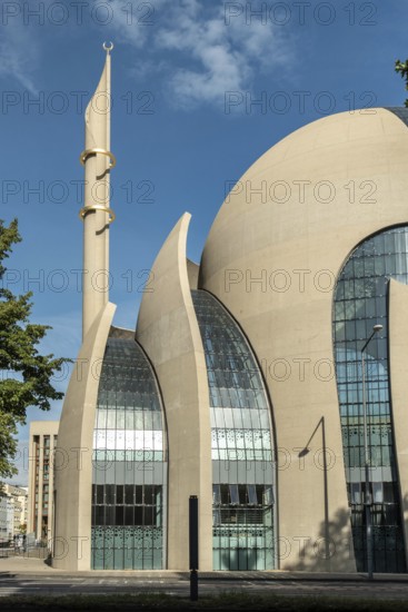 Minaret of the Cologne Mosque Close-up, Cologne, North Rhine-Westphalia, Germany