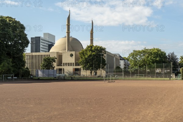 Mosque Cologne with football pitch in front