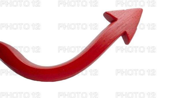 A red arrow pointing upwards, symbolizing growth, progress, or direction, isolated against a white background, AI generated