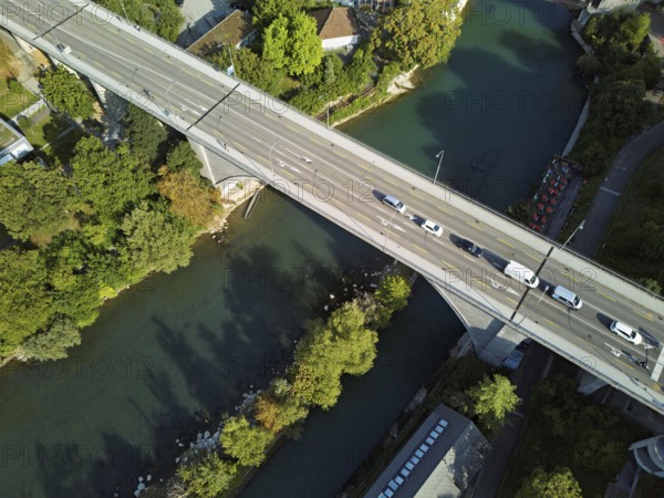High bridge from above over the river Limmat, Baden, Canton, Aargau, Switzerland
