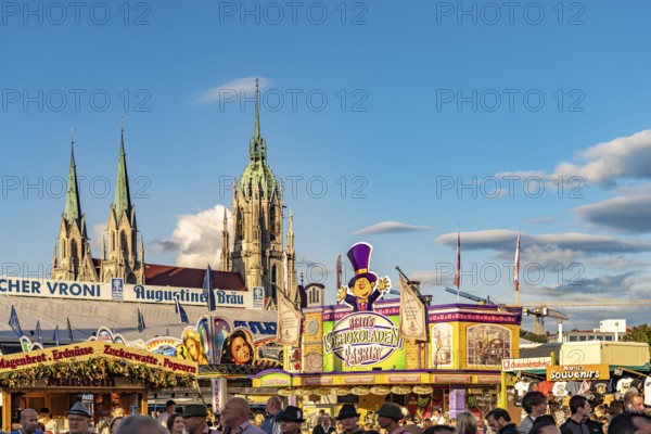 Theresienwiese and St Paul's Church at the Oktoberfest Munich, Bavaria, Germany