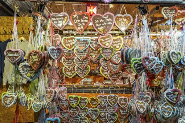 Gingerbread hearts at the Oktoberfest Munich, Bavaria, Germany