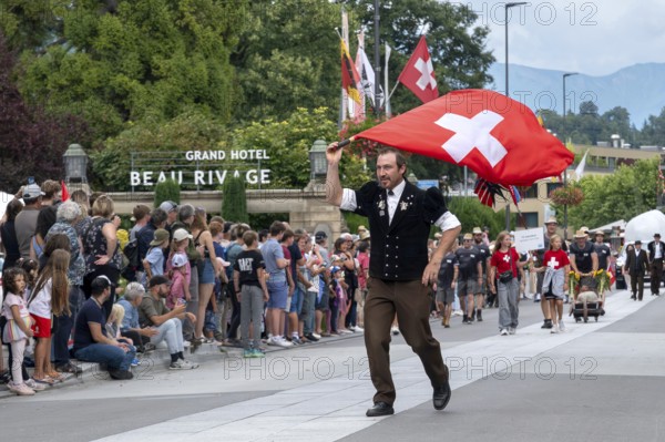 National Day flag wavers, Interlaken, Switzerland