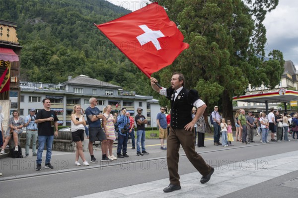 National Day flag wavers, Interlaken, Switzerland