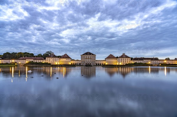 Nymphenburg Palace at dusk, Munich, Bavaria, Germany