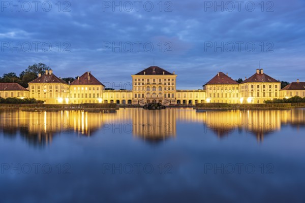 Nymphenburg Palace at dusk, Munich, Bavaria, Germany