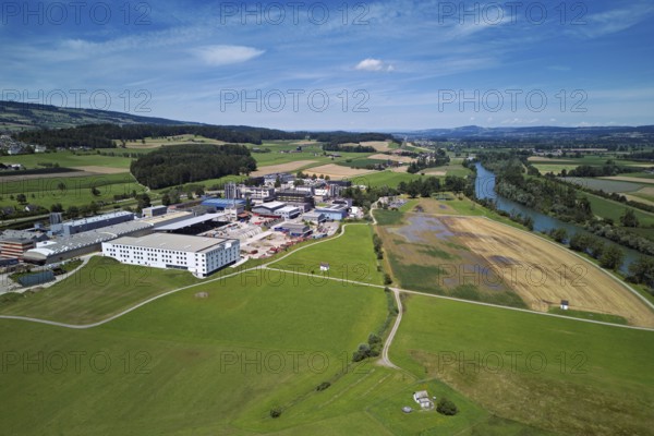 Industrial area, right of the river Reuss, Sins, Freiamt, Canton Aargau, Switzerland
