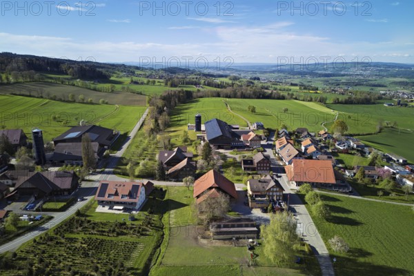 View of the village, at the back left the Lindenberg, Geltwil, Freiamt, Canton, Aargau, Switzerland