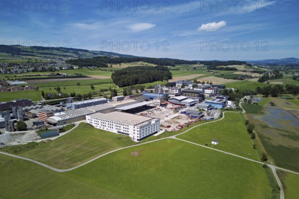 Industrial area, rear Freudenberg and Brunnenweid, Sins, Freiamt, Canton, Aargau, Switzerland