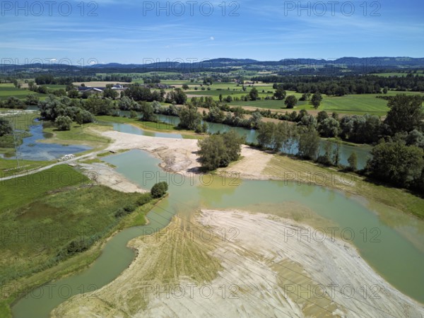 Freshly renaturalised area on the Reuss, floodplain landscape, Reussegg hamlet, Sins, Freiamt, Canton, Aargau, Switzerland