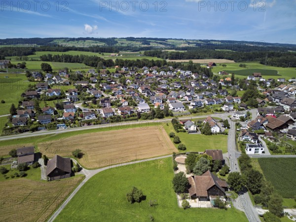 View from the village behind the Lindenberg, Mühlau, Freiamt, Canton, Aargau, Switzerland