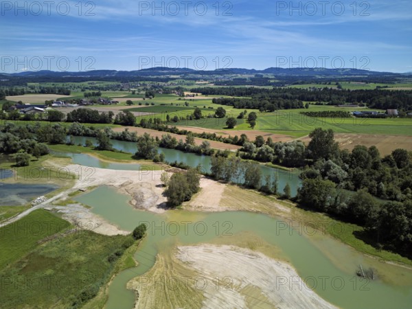 Freshly renaturalised area on the Reuss, floodplain landscape, Reussegg hamlet, Sins, Freiamt, Canton, Aargau, Switzerland