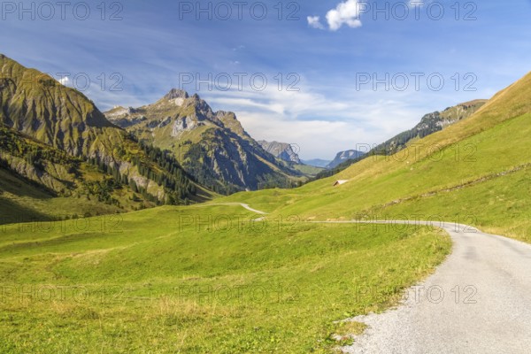 Idyllic scenery around Schroecken, a municipality in the district of Bregenz in the state of Vorarlberg in Austria