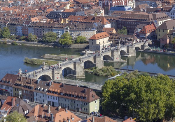 Aerial view of Wuerzburg, a franconian city in Bavaria, Germany