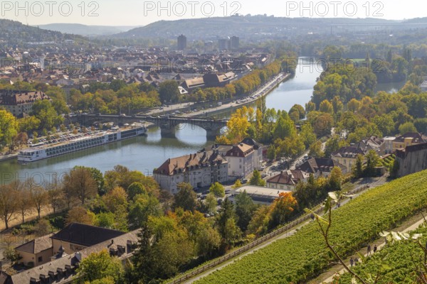 Aerial view of Wuerzburg, a franconian city in Bavaria, Germany
