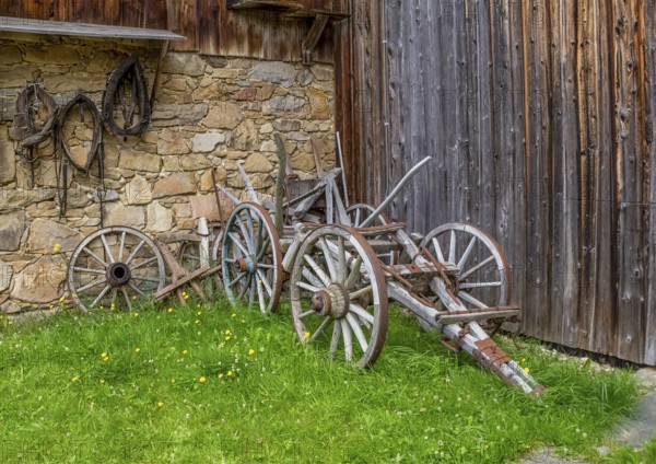 Historic wooden cart in rural ambiance