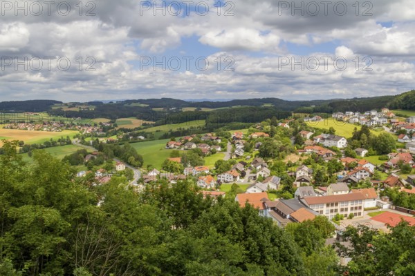 Idyllic aerial view of a village in Germany at summer time