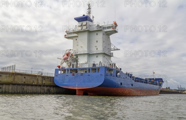 A container ship seen at the Port of Hamburg in Germany