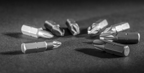 Set of screwdriver bits in dark ambiance