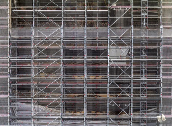 Detail shot of a huge scaffolding seen in France